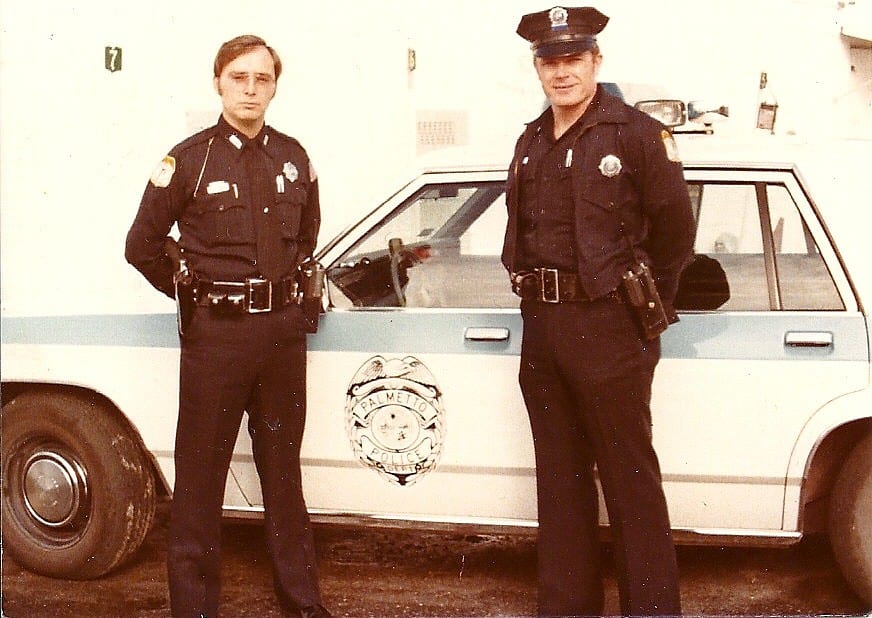 Jay Romine and Ed Smyth work for the Palmetto Police Department in 1980.