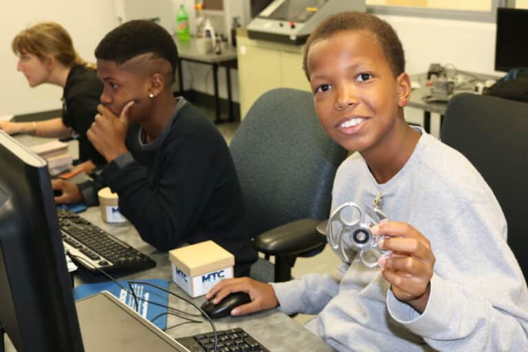 ODA student DeMarron Waters in machining