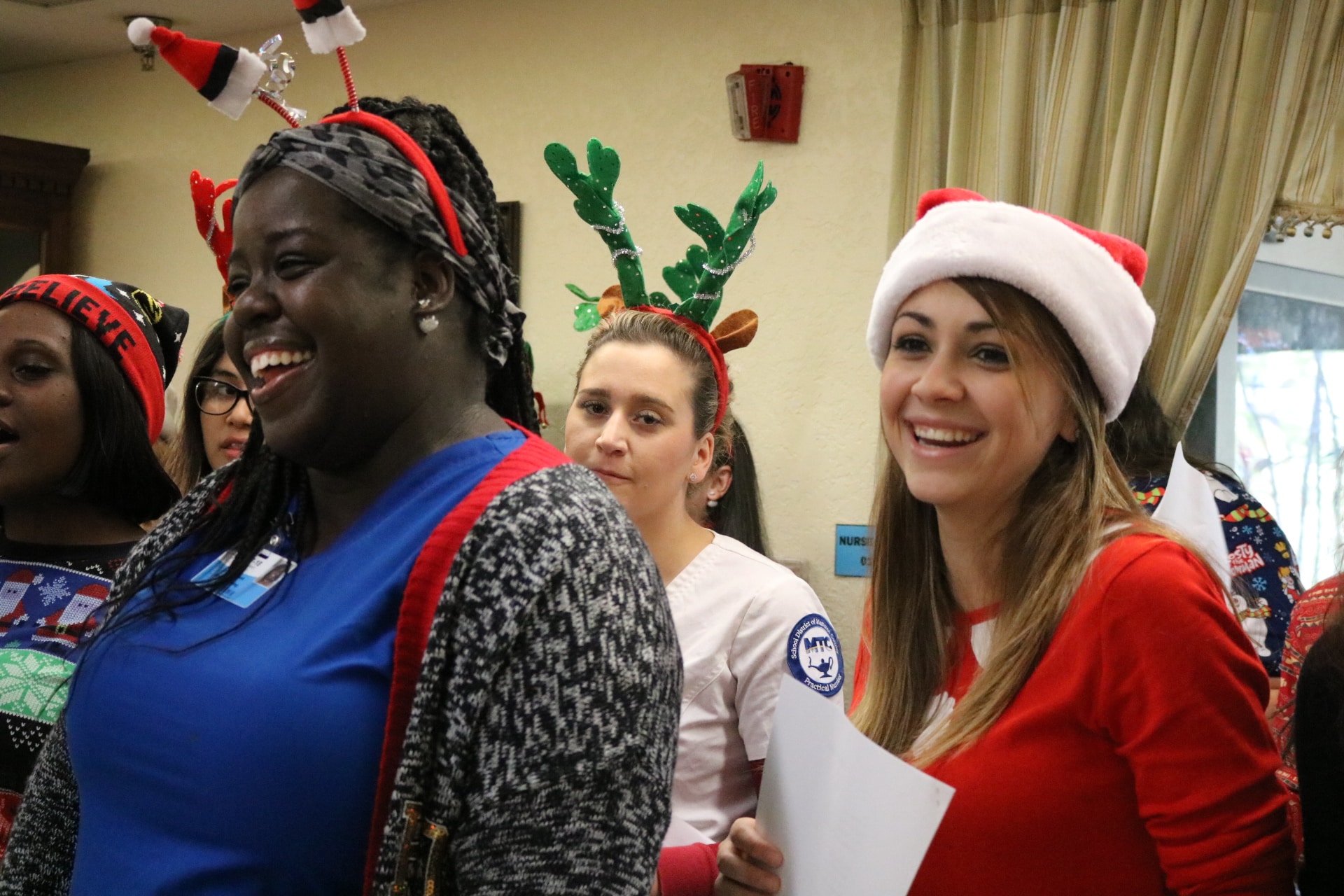 PN-students-Shayeta-Howell-and-Haley-Springer-singing-to-BayVue-residents