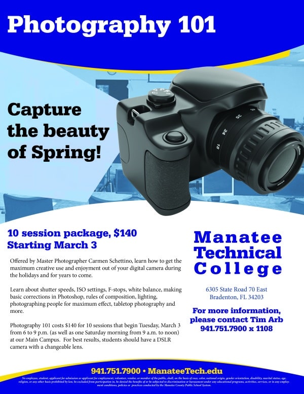 Photo 101 Begins Soon - Manatee Technical College