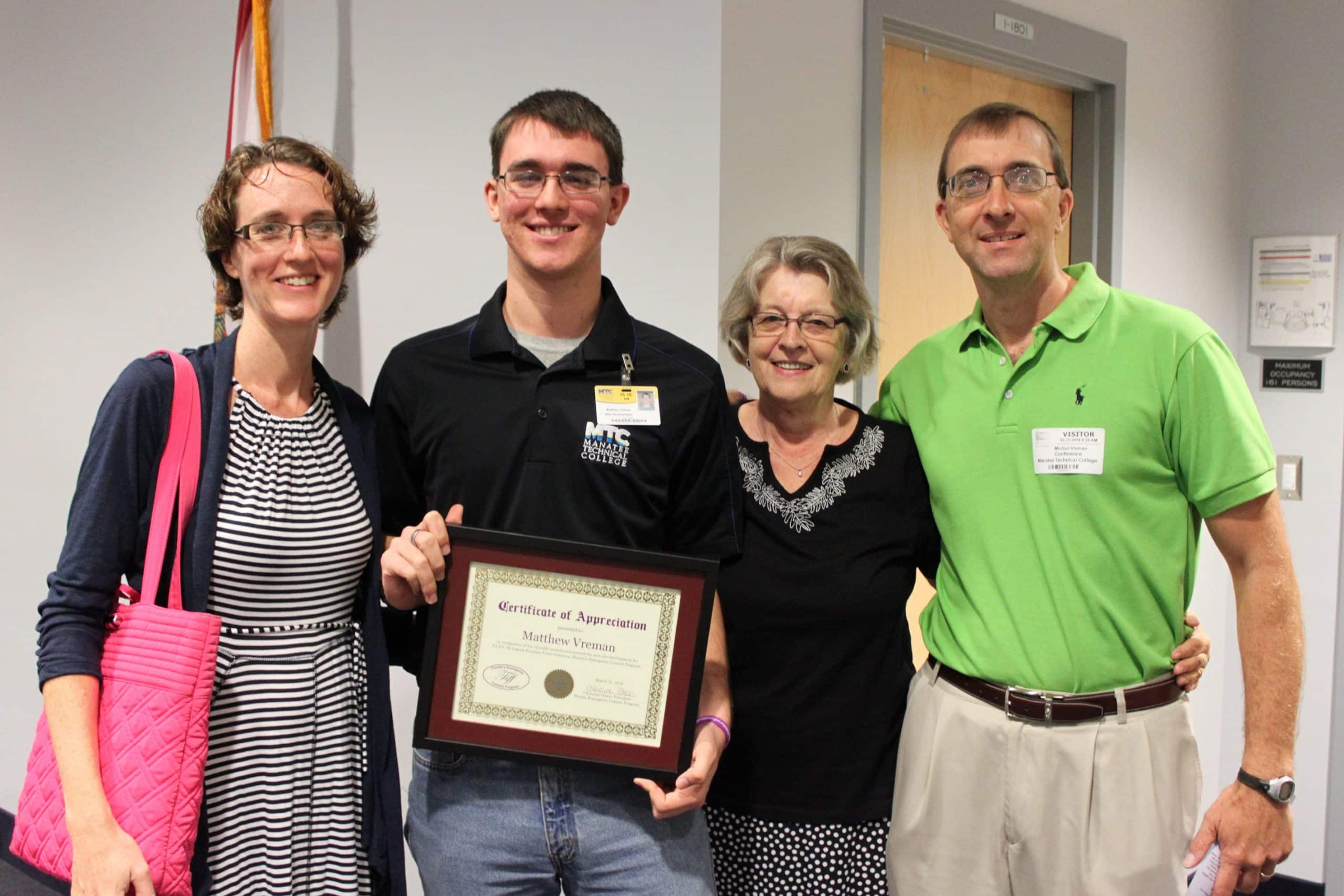 TIFF web developer MTC student Matthew Vreman and family