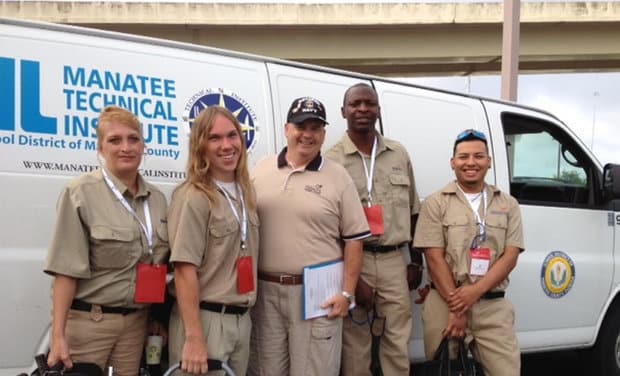 Padraic "Paddy" McCarthy, 66, third from left, is in his ninth year teaching at Manatee Technical Institute. His class is Major Appliance Technology