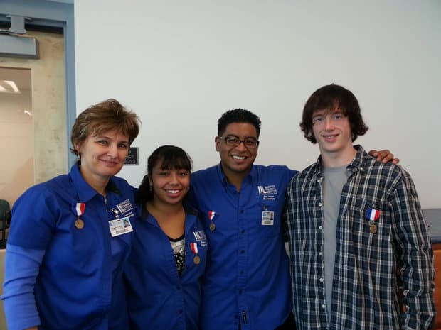 Jozsefne Lukacs, far left, shown here after winning a classroom compeition called "Accounting Quiz Bowl," thanked her teacher, Judy Hangartner, at Manatee Technical Institute, for helping her reach a dream of being a certified public accountant.