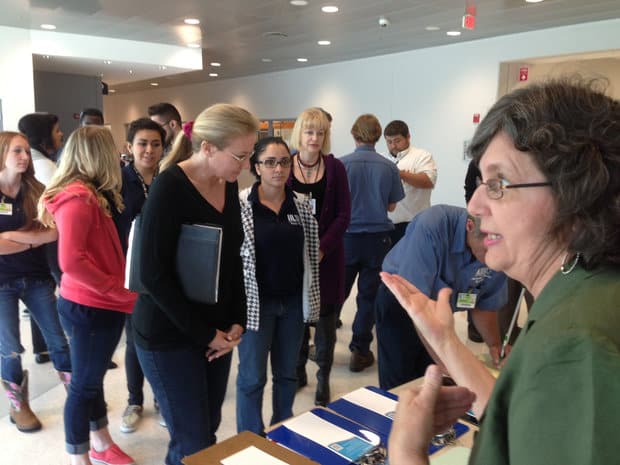 A crowd of students Wednesday chatted with transit officials at a workshop at Manatee Technical Institute featuring new bus routes and fare proposals.SARA KENNEDY/skennedy@bradenton.com Read more here: http://www.bradenton.com/2014/04/03/5081601/mti-students-support-extension.html?sp=/99/179/186/188/#storylink=cpy